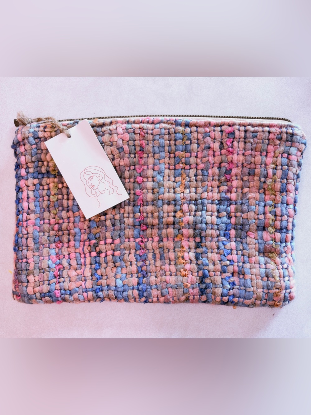 Ancient Amazons Pink Blue Woven Zip Pouch
